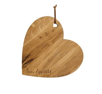 Tagliere a cuore in legno di rovere 32x30 Buon Appetito Simple Day