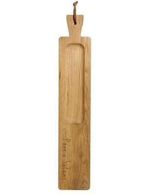 Tagliere rettangolare in legno di rovere Pane e Salame Simple Day