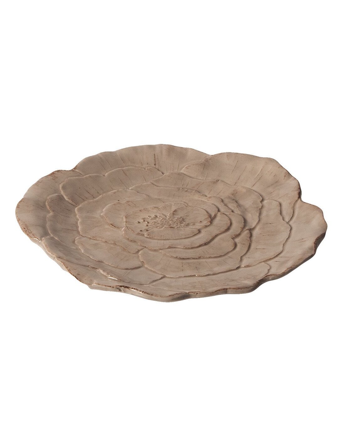 Piattino fiore rosa col.grigio corda Romantica Virginia Casa