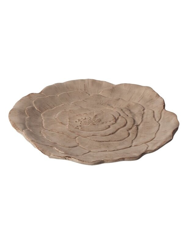 Piattino fiore rosa col.grigio corda Romantica Virginia Casa