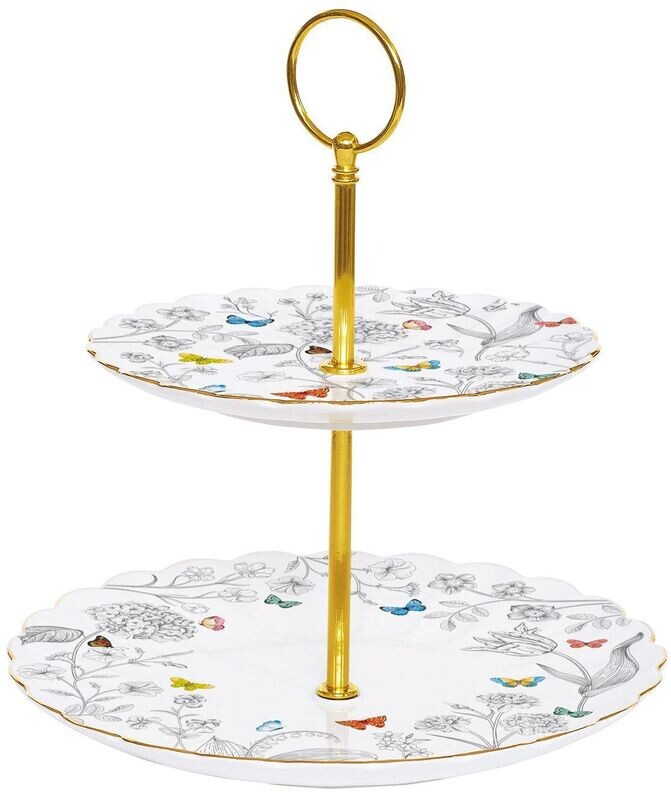 Alzata torta 2 piani in porcellana Fleurs et Papillons Easy Life