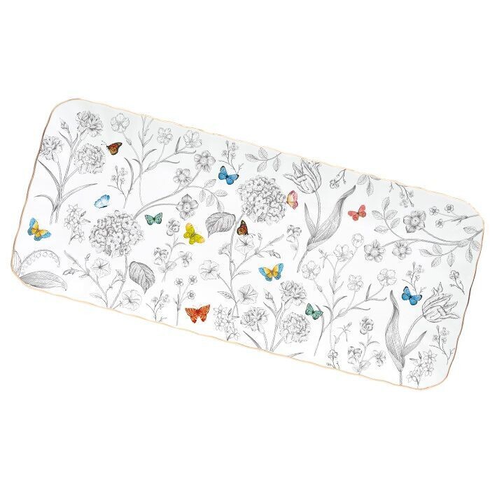 Vassoio in porcellana 36x18 Fleurs et Papillons Easy Life