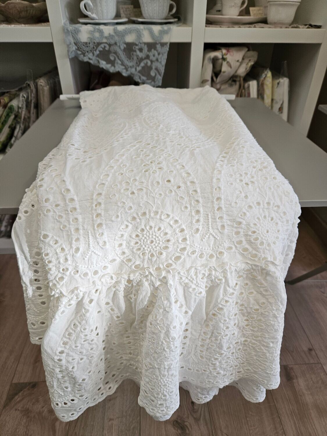 Tovaglia in cotone sangallo 165x240 col.bianco ottico Chez Moi