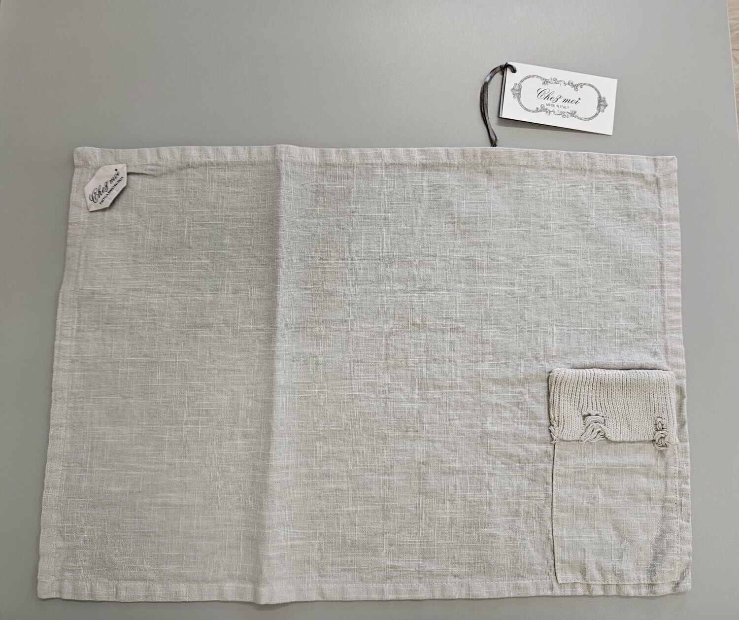 Tovaglietta americana in misto lino con tasca Lotus 35x50 col.argilla Chez Moi