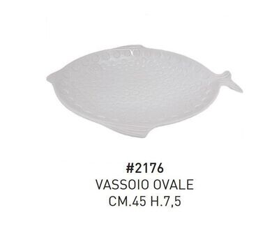 Vassoio pesce cm.42 in ceramica col.bianco Scoglio La Ceramica D'Italia