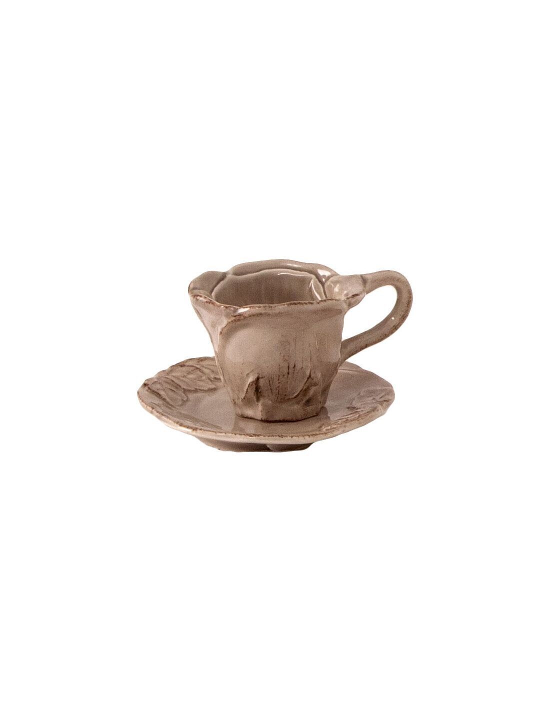 Set tazzina con piattino in ceramica col.grigio corda Romantica Virginia Casa