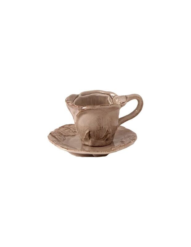 Set tazzina con piattino in ceramica col.grigio corda Romantica Virginia Casa