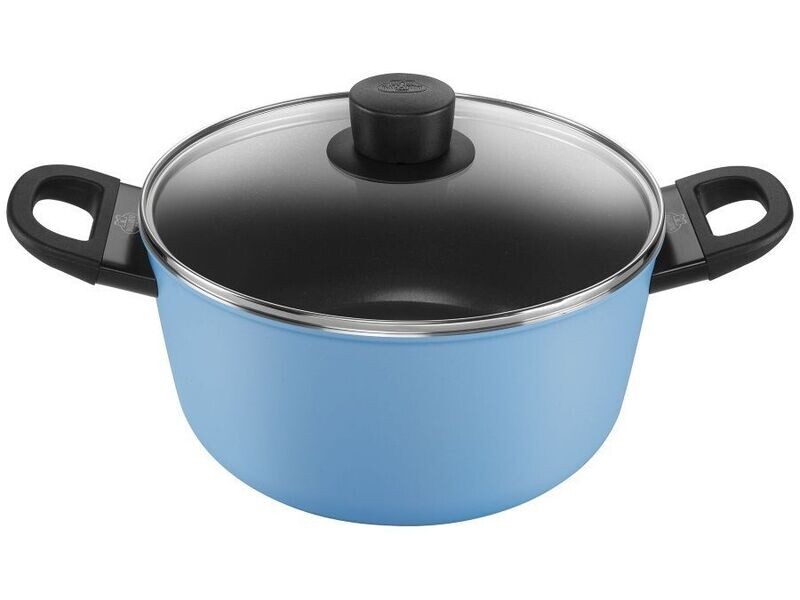 Casseruola in alluminio con coperchio cm.24 col.azzurro Caprera Ballarini