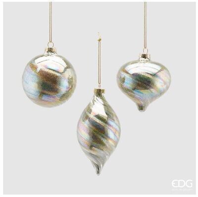 Decorazione vetro platino sfera/fuso/trottola Edg Enzo De Gasperi