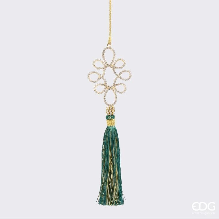 Decoro asole diamanti con nappa h.21 col.verde Edg Enzo De Gasperi