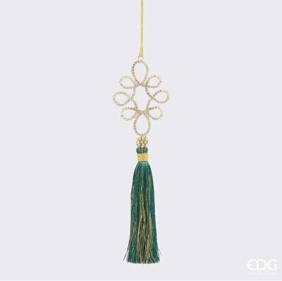 Decoro asole diamanti con nappa h.21 col.verde Edg Enzo De Gasperi
