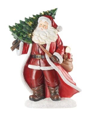 Babbo Natale con led in resina h.38 Santa is Here! L'Oca Nera