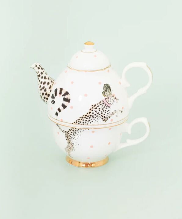 Tea for one in porcellana Cheetah Yvonne Ellen