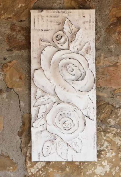 Placca da muro Rosa col.bianco 48x20 Virginia Casa