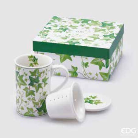 Tazza con filtro e coperchio in porcellana Edera Collection Edg Enzo De Gasperi