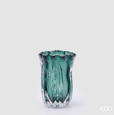 Vaso Fluido in vetro col.verde smeraldo h.23 d.16,5 Edg Enzo De Gasperi