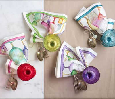 Set 4 tovaglioli lino in pochette Cin Cin Tessitura Toscana Telerie