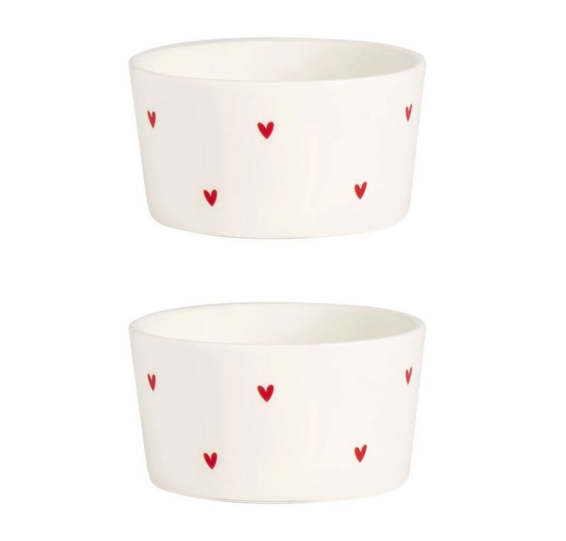 Set 2 coppette in gres cuori rossi Simple Day