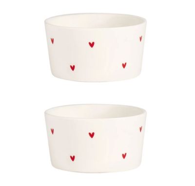 Set 2 coppette in gres cuori rossi Simple Day
