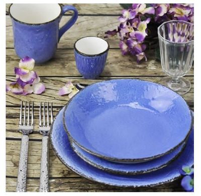Servizio piatti 18 pz in ceramica Preta Turchese Arcucci