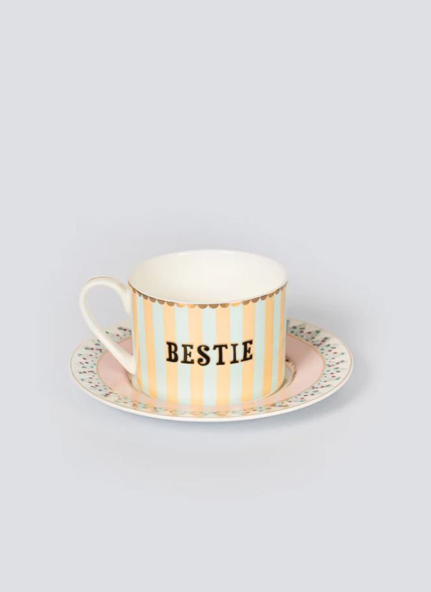 Tazza tè con piattino in porcellana Bestie Yvonne Ellen