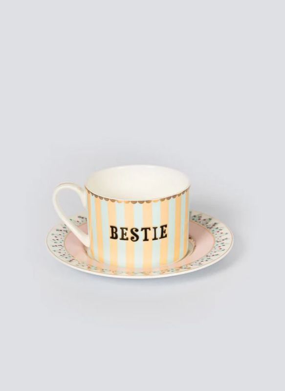 Tazza tè con piattino in porcellana Bestie Yvonne Ellen