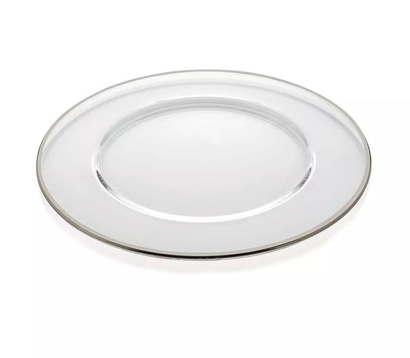 Sottopiatto in vetro trasparente filo platino cm.32 Aria Ivv