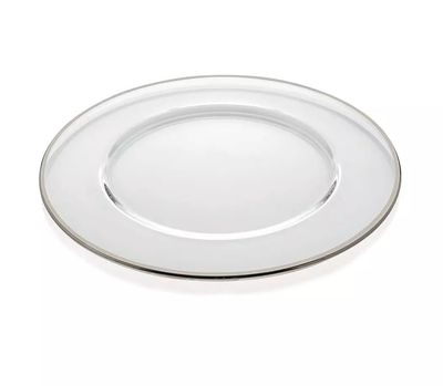 Sottopiatto in vetro trasparente filo platino cm.32 Aria Ivv