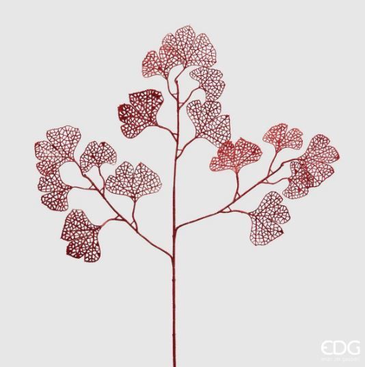 Ramo foglia gingko olis h.75 col.rosso glitter Edg Enzo De Gasperi