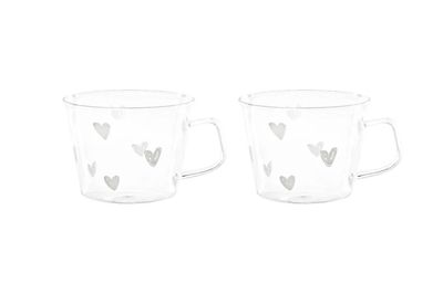 Set 2 tazze colazione in vetro 480ml Cuori Simple Day