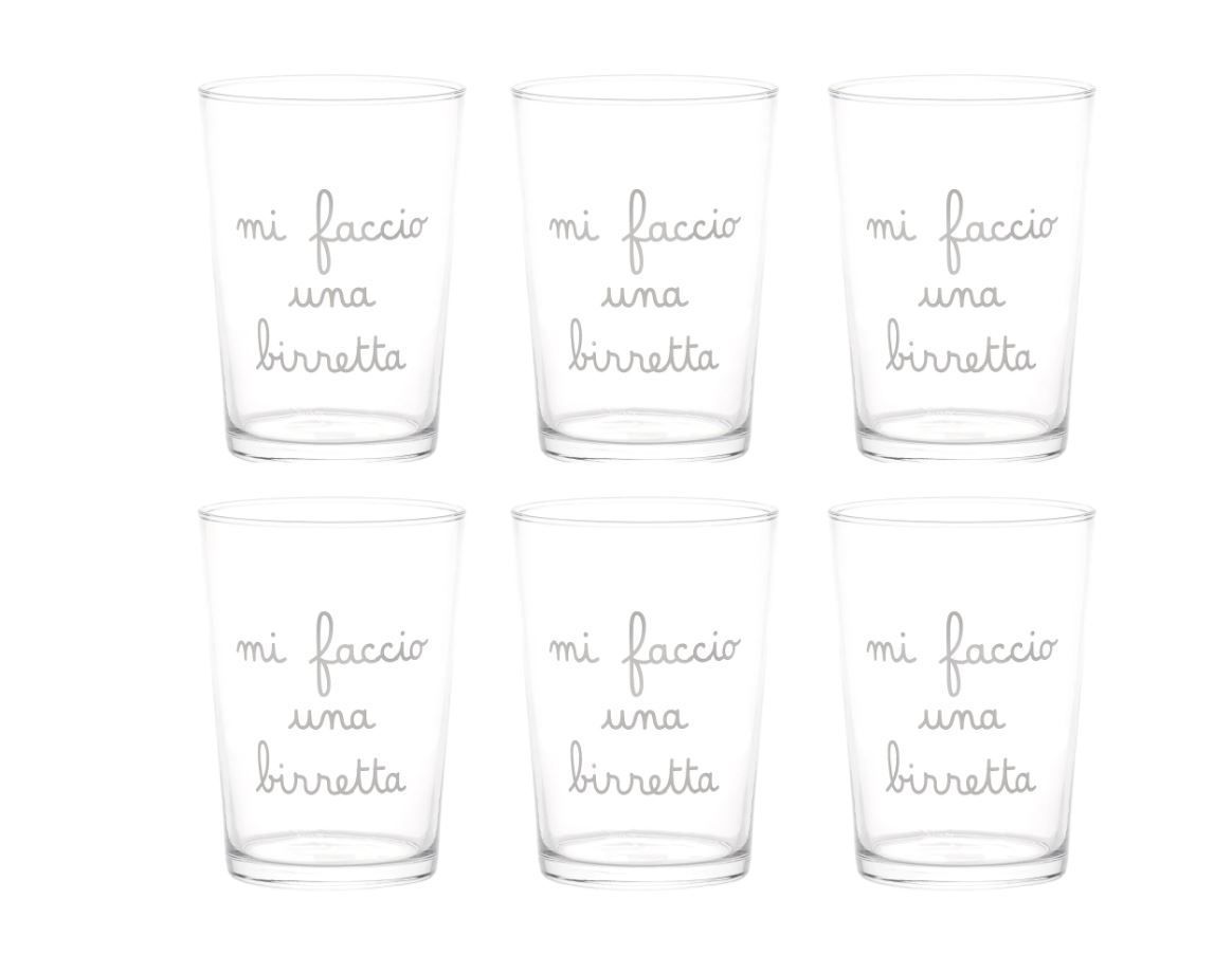 Set 6 bicchieri da birra in vetro Mi faccio una Birretta 50cl Simple Day