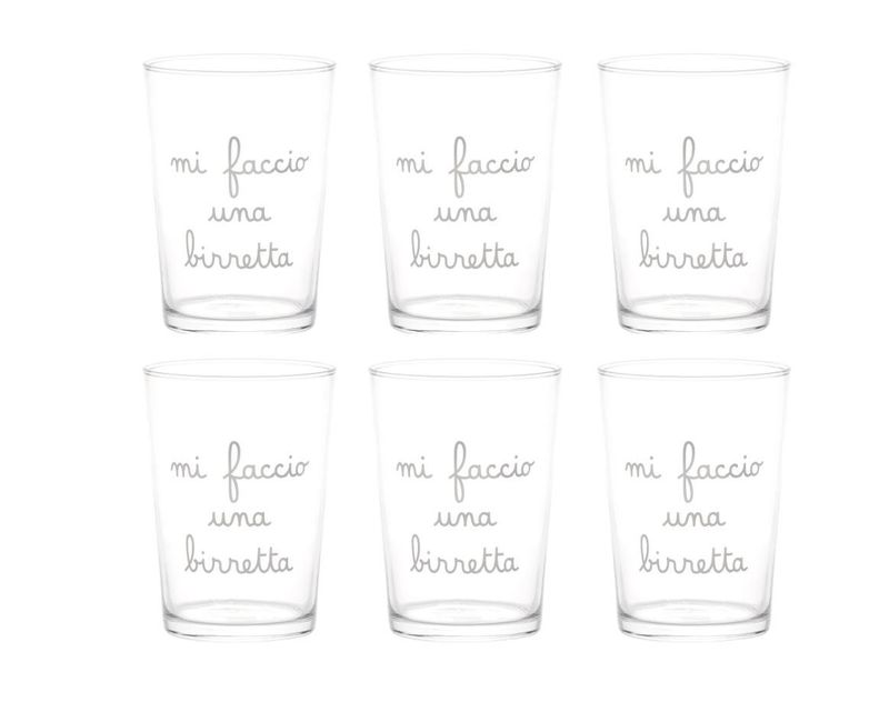 Set 6 bicchieri da birra in vetro Mi faccio una Birretta 50cl Simple Day