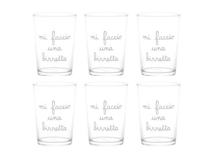 Set 6 bicchieri da birra in vetro Mi faccio una Birretta 50cl Simple Day