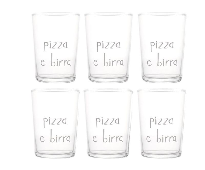 Set 6 bicchieri da birra in vetro Pizza & Birra 50cl Simple Day