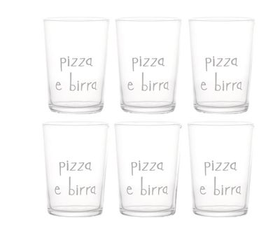 Set 6 bicchieri da birra in vetro Pizza & Birra 50cl Simple Day