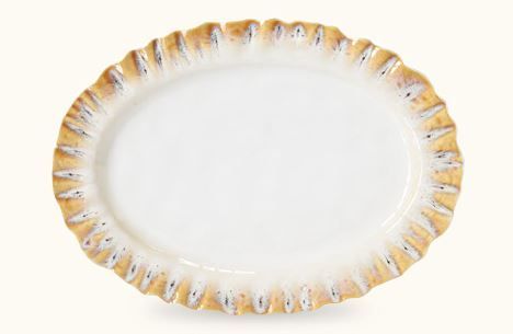 Vassoio ovale 36 x 26 cm in porcellana Oceania col.ocra Easy Life