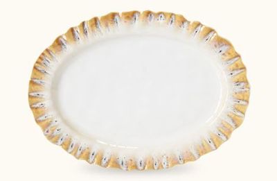 Vassoio ovale 36 x 26 cm in porcellana Oceania col.ocra Easy Life