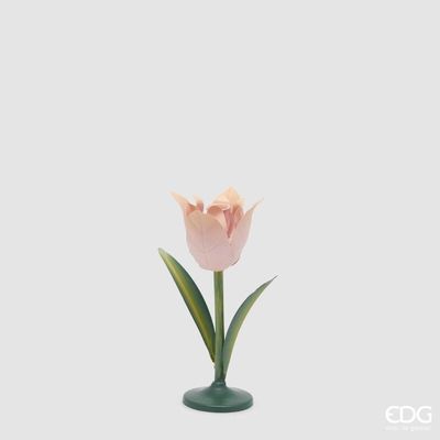 Portacandela metallo Tulip h.25 d.9 col.rosa Edg Enzo De Gasperi