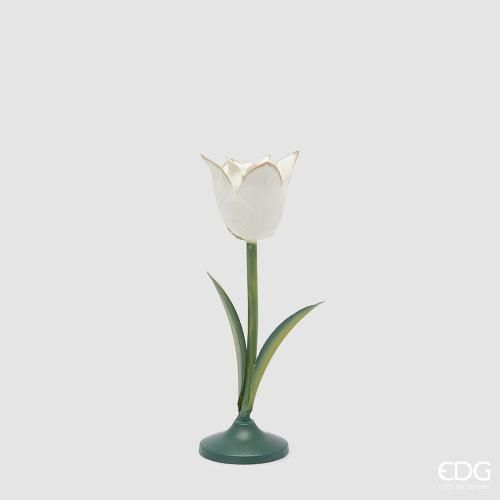 Portacandela metallo Tulip h.30 d.9 col.bianco Edg Enzo De Gasperi