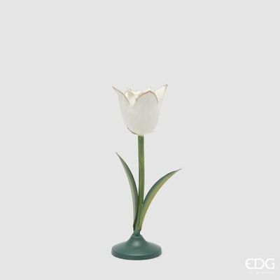 Portacandela metallo Tulip h.30 d.9 col.bianco Edg Enzo De Gasperi