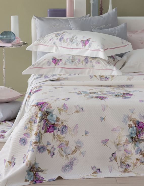Copriletto matrimoniale in cotone piquet Liala col.glicine Blumarine Home Collection