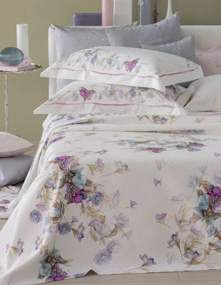 Copriletto matrimoniale in cotone piquet Liala col.glicine Blumarine Home Collection