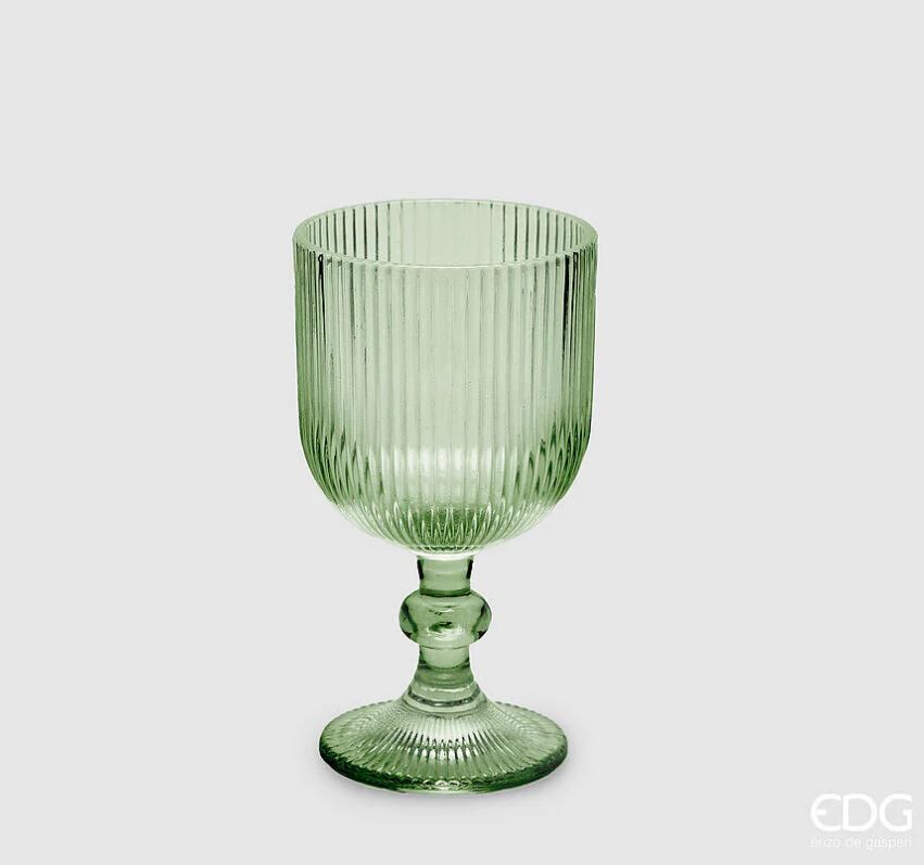 Set 6 calici righe in vetro col.verde h.14 d.8 Edg Enzo De Gasperi