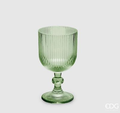 Set 6 calici righe in vetro col.verde h.14 d.8 Edg Enzo De Gasperi