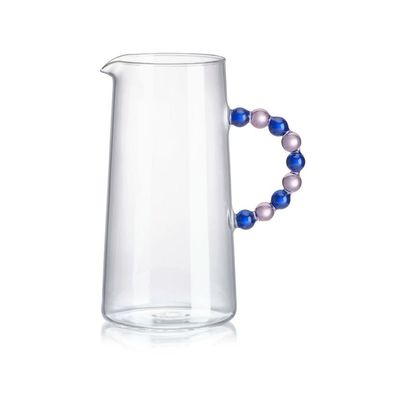 Caraffa in vetro borosilicato con manico blu/rosa Collier Ivv