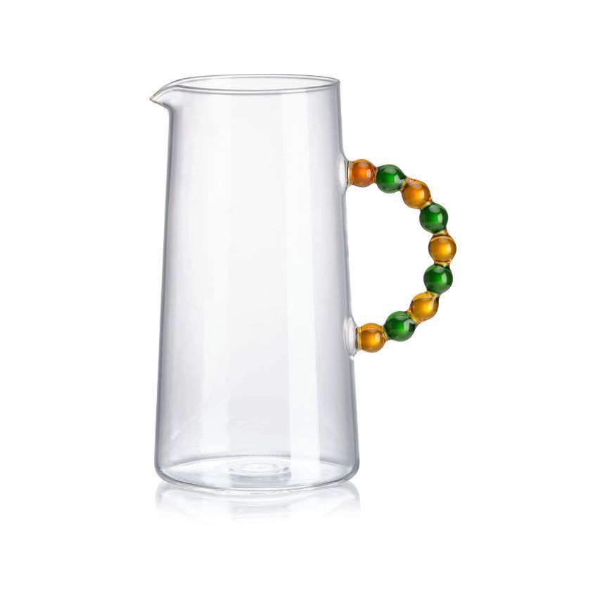 Caraffa in vetro borosilicato con manico verde/ambra Collier Ivv