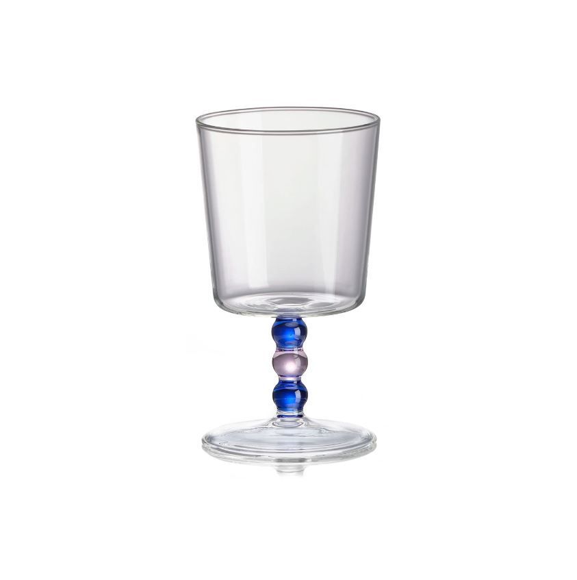 Set 2 calici in vetro borosilicato con gambo rosa/blu Collier Ivv