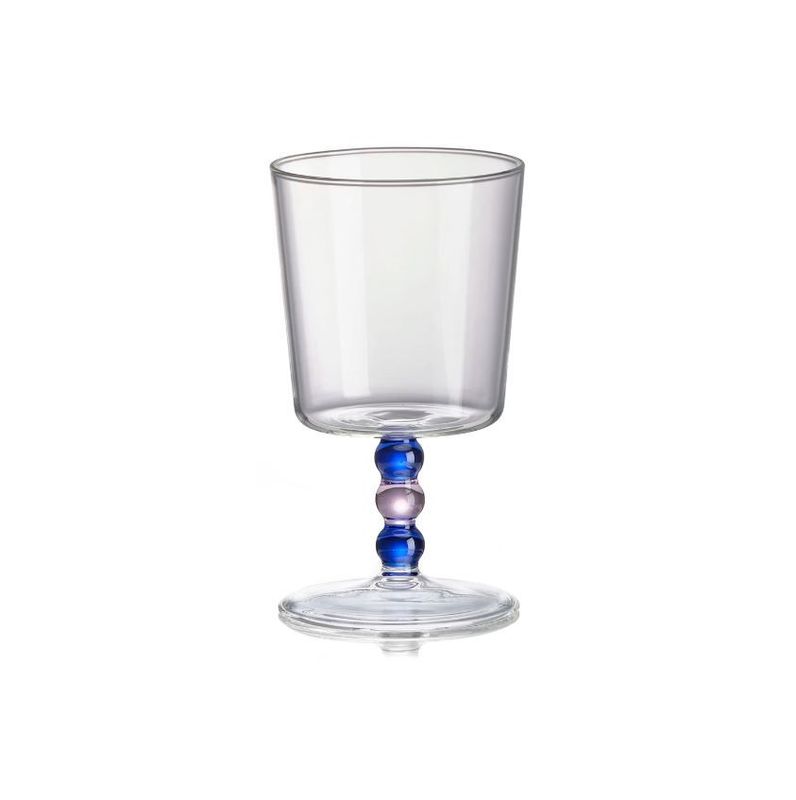Set 2 calici in vetro borosilicato con gambo rosa/blu Collier Ivv