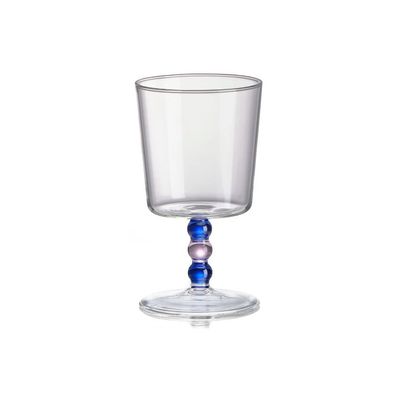 Set 2 calici in vetro borosilicato con gambo rosa/blu Collier Ivv