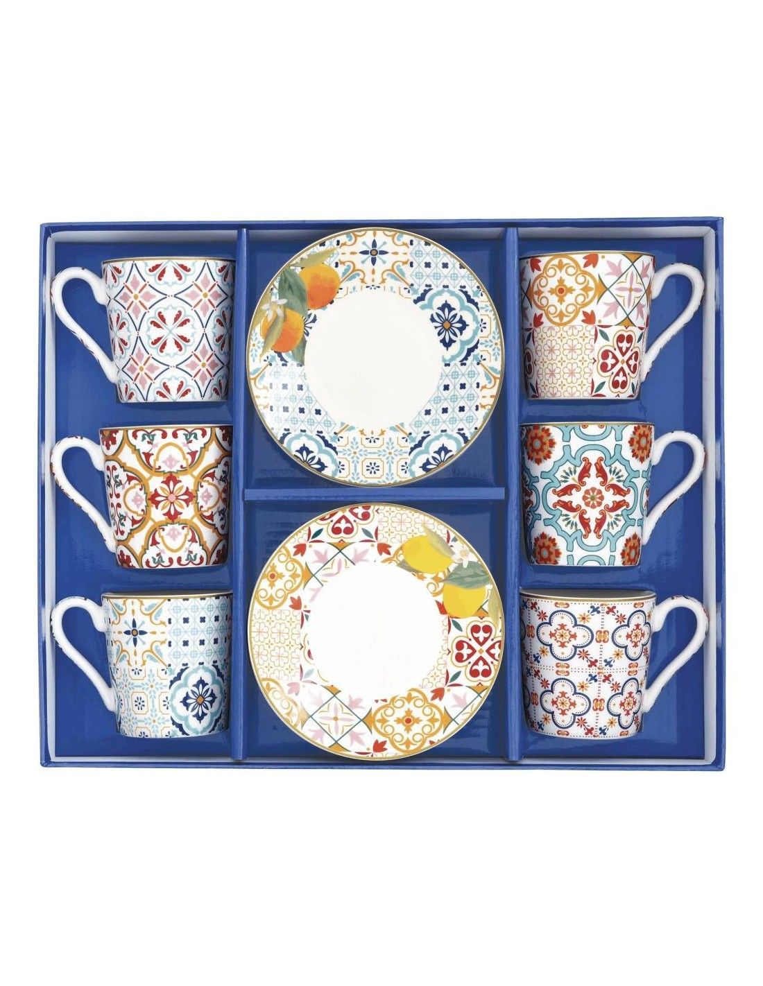 Set 6 tazzine con piattini in porcellana Siracusa Easy Life
